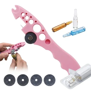 Medical Ampoule Cutter & Glass Ampule Breaker Tool with Bottle Cap Remover for Doctors, Nurses, Clinics & Hospitals (Pink)