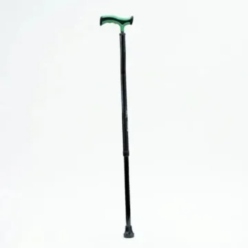 Adjustable Walking Stick with Ergonomic Handle – Lightweight Anti-Slip Walking Cane for Men & Women, Black & Green